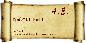 Apáti Emil névjegykártya